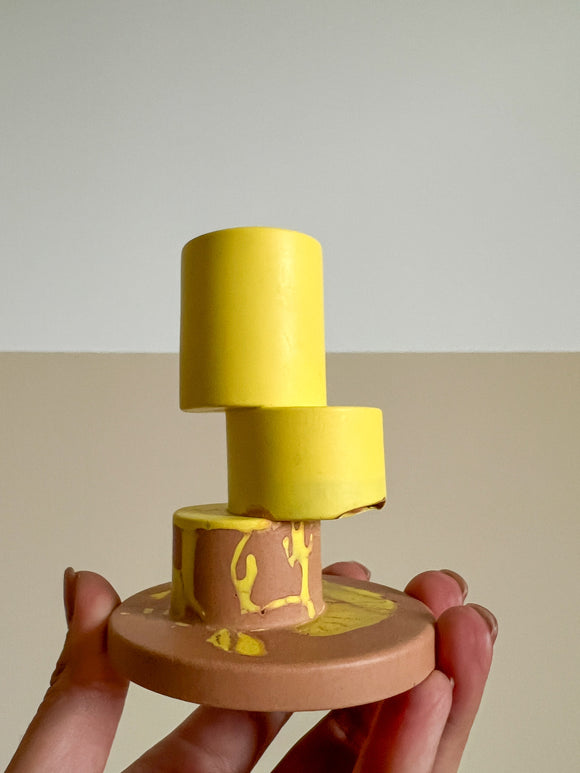Stacked Candle Holder - Terracotta & Yellow - Razzo Studio